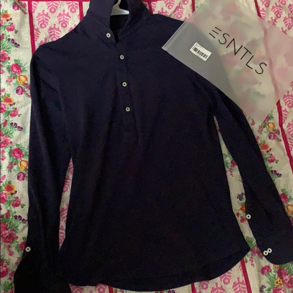 long sleeve polo in navy